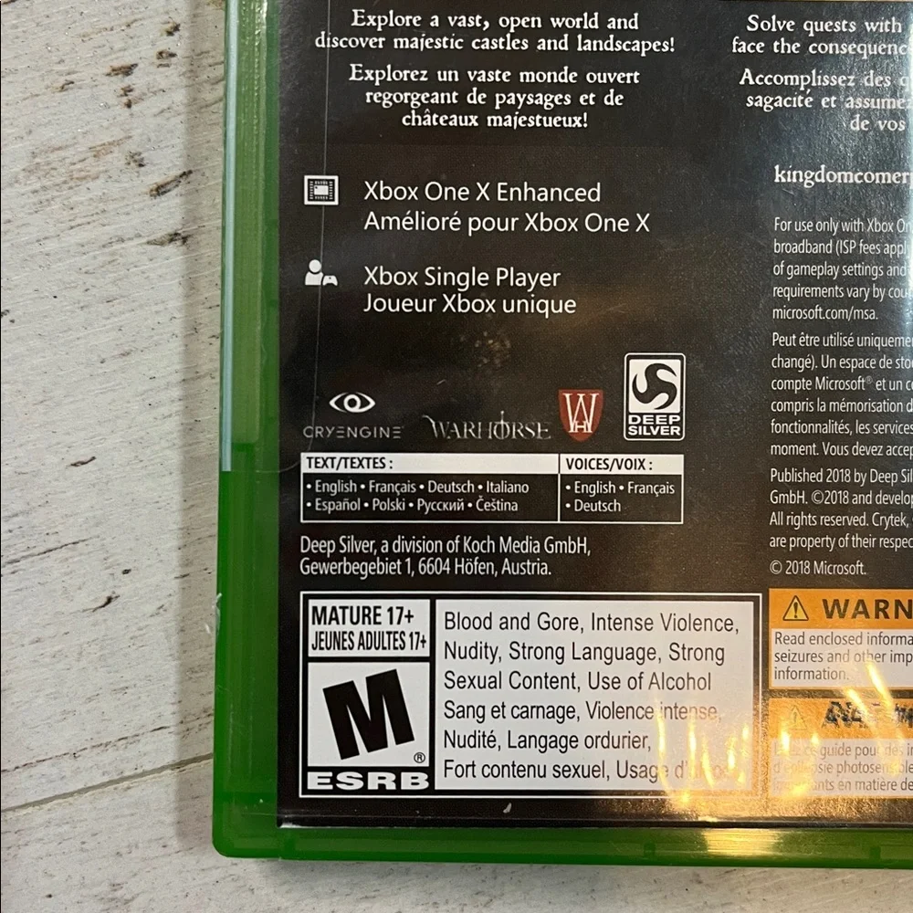Xbox One Kingdom Come Deliverance Game